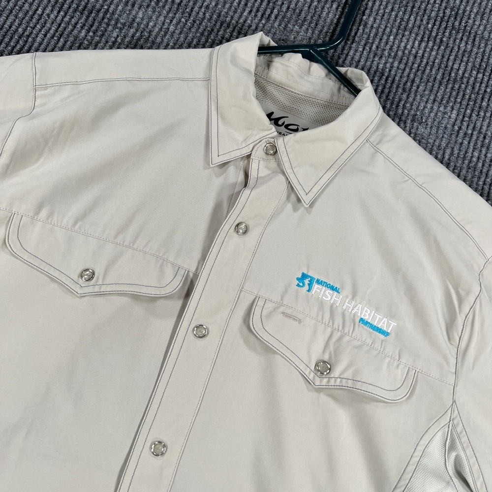 Mojo Shirt Mens Medium Beige Long Sleeve Button‎ Up Fishing Outdoor Casual New